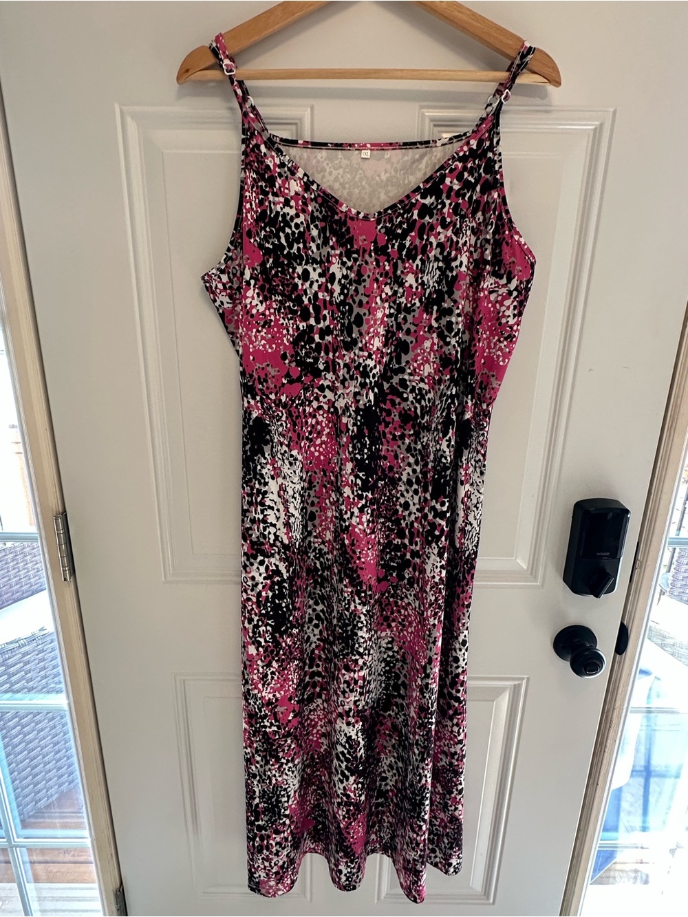 Pink, Black & White Printed Sleeveless Maxi Dress